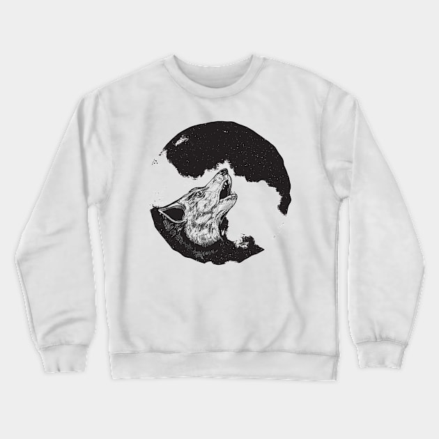 Wolf howling at full moon Crewneck Sweatshirt by t-shiit